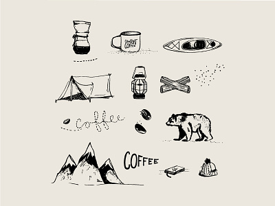 Mt Comfort Coffee Iconography branding chicago coffee cozy design drink illustration logo outdoors packaging sams club tree
