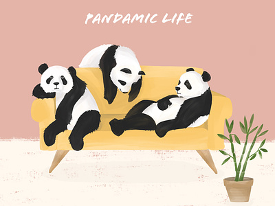 Pandamic Life animals illustrated digital illustration illustration pandas procreate