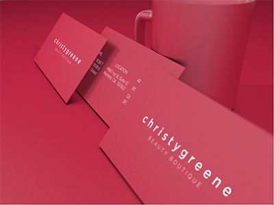 Christy Greene Beauty Boutique business cards identity illustrator pink
