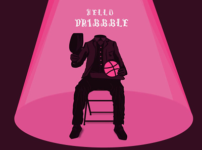 Hello Dribbble ball debut debut shot flat hello dribble helloween illustraion invite