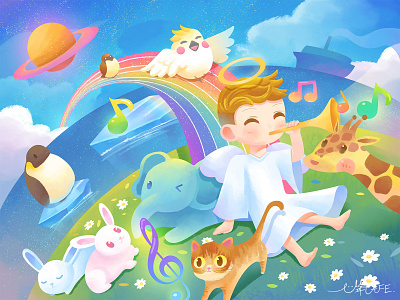 illustration : Gathering under the rainbow illustration