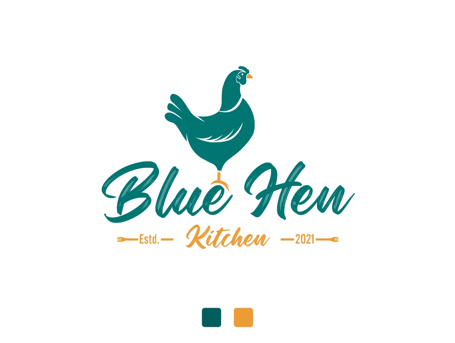 Blue Hen Kitchen - Logo Design Concept branding breakfast creative design creative logo design elegant food hen minimalist modern restaurant typography