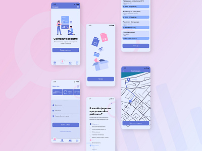 Work Box - Job Finder App app branding design flat graphic design icon illustration logo minimal typography ui ux vector web website дизайн