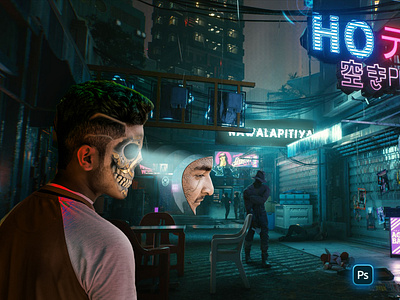 Cyberpunk World Fantasy Location adobe photoshop animation cyberpunk cyborg design fantasy fantasy art graphic design