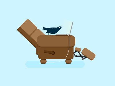 Away apple bird illustration laptop mac recliner website