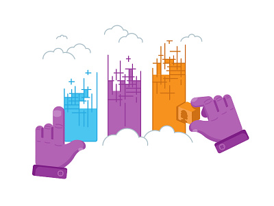 Data Building building hands icon illustration user