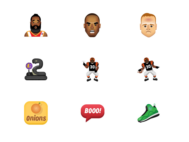 Sport Themed Emojis ickey shuffle icon illustration emoji sneaker kobe bryant peyton manning football basketball sports