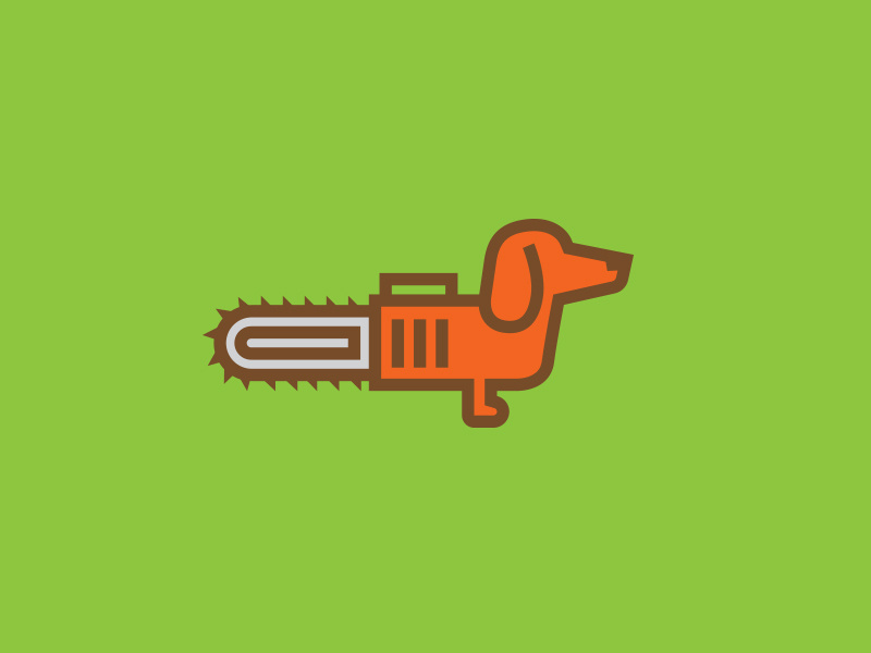 Chainsaw the dog Logo illustration logo dachshund wiener dog chainsaw