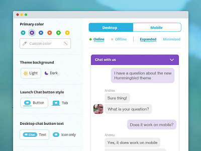 Customizer application chat customizer design web design widget