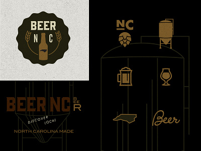 Beer NC beer brewery hand type icons logo north carolina type