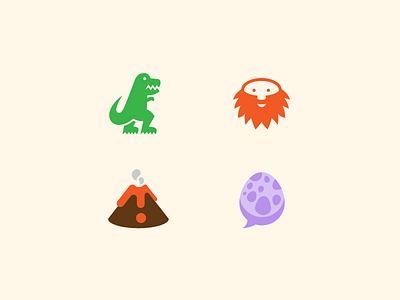 Dino Logos cave man dinosaur egg icons illustration logos volcano