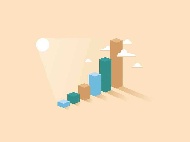 Growth Illustation bar chart clouds charts growth illustration
