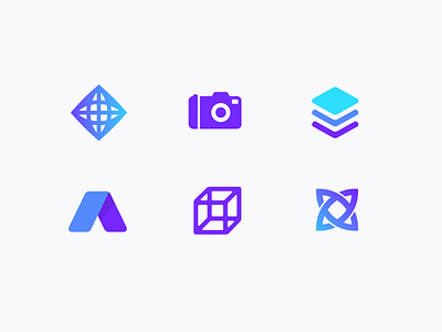 Logos a camera cube icons illustrations logos stack x