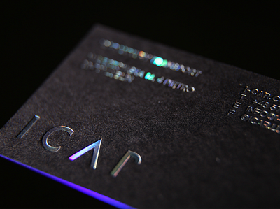 ICAR Business Card black branding business businesscard card design edge foil foxtrot foxtrotstudio holographic hotstamping identity logo painting poland print silver typography