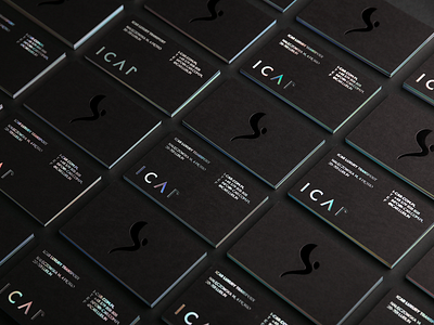 ICAR Business Card black branding business businesscard card design edge foil foxtrot foxtrotstudio holographic hotstamping identity logo painting poland print silver typography