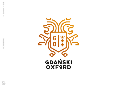 Gdański Oxford Logo black brand design brand identity branding design foxtrotstudio identity lettering lion lion logo logo logo design logodesign logos logotype mark mark design poland typography