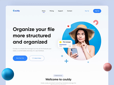 Couldy - Landing Page Exploration 🗂 animated gif animation file file manager files landing landing page landing page design mobile design responsive responsive design responsive web design ui web web design webdesign website website design