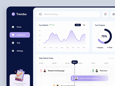 Trembo - Dashboard Exploration 📚 animated animated gif animation dashboard dashboard app dashboard design dashboard ui graphic purple to do to do app to do list todo app todo list todolist web web design webdesign website website design