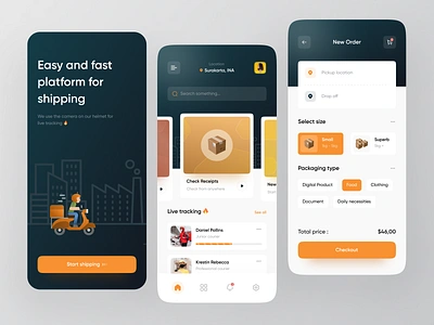 Beeanter 🐝 - shipping mobile app exploration bee card clean dropshipper homescreen illustration live mobile mobile app mobile app exploration mobile design mobile exploration orange package ship shipping splashscreen tracker ui ui ux