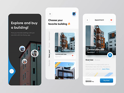 Homsy - Real estate mobile app 🏢 after effect animation blue building clean home interaction liquid liquid splashscreen mobile mobile animation mobile app mobile design mobile real estate principle real estate realestate smooth splashscreen ui design