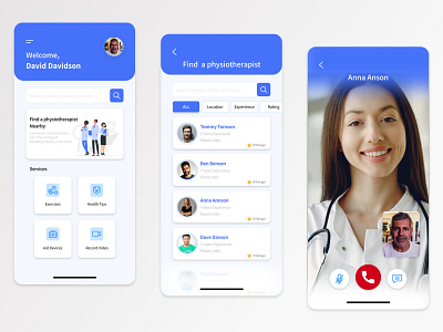 Physiotherapists App app design illustration minimal mobile typography ui ui design ux ux design uxui video call