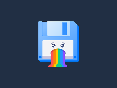 Disk Puke disk icon illustration illustrator puke rainbow sticker