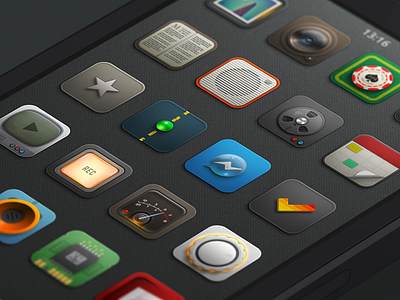 motif for iOS7 camera icon icons iconset jailbreak player radio skeuo theme ui