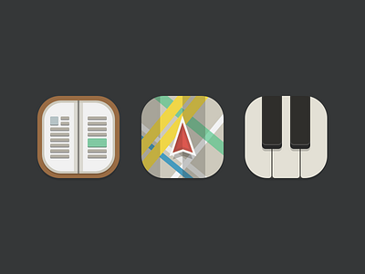 Icons book icon icons illustration ios iphone keyboard map piano theme winterboard