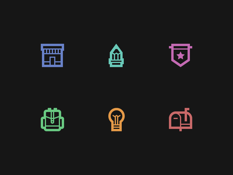 icons icon icons ios iphone glyph illustration iconography pencil house backpack bulb mailbox