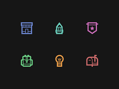 icons backpack bulb glyph house icon iconography icons illustration ios iphone mailbox pencil