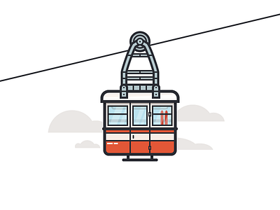 Ropeway Outlined flat icon iconography icons illustration mark outline ropeway simple vector