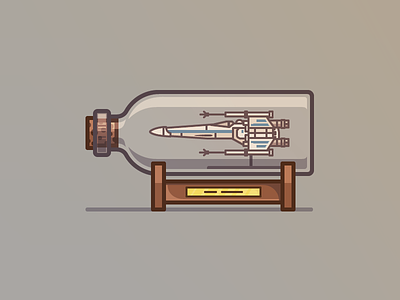 x-wing in a bottle flat icon iconography icons illustration outline star wars starwars vector x wing xwing