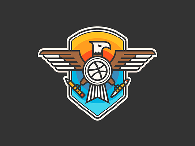 Fly Like An Eagle Yep badge eagle icon iconography icons illustration outline shield vector