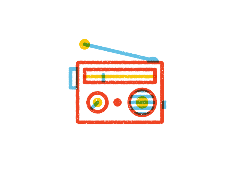 Radio texture blending letterpress radio outline flat vector icons iconography icon illustration