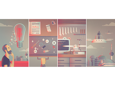 From Idea To Reality bulb future icon iconography icons idea illustration robot