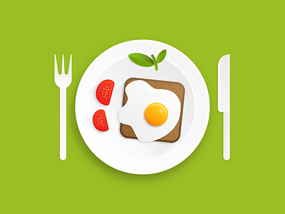 Breakfast For Winners breakfast eat egg icon iconography icons illustration knife meal plate spoon tomatoes