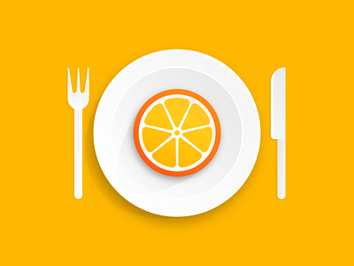 Breakfast Fruitarian breakfast eat icon iconography icons illustration knife meal orange plate spoon