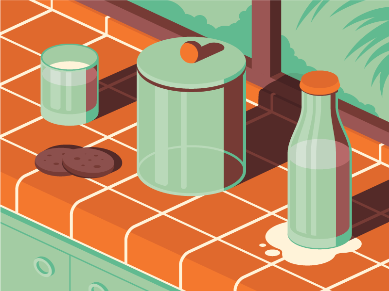 no more cookies bottle glass milk cookies isometric iconography icon illustrator illustration