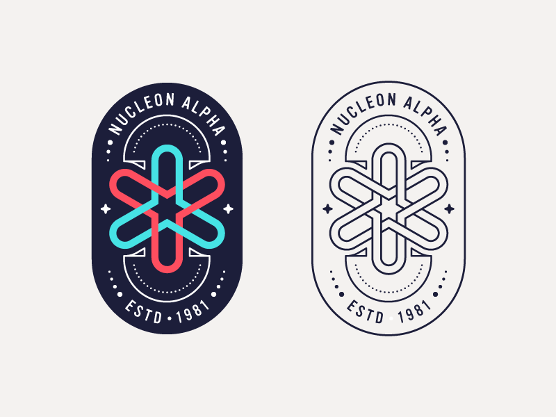 Nucleon Alpha atom nuclear mark logo badge iconography illustration icon icons
