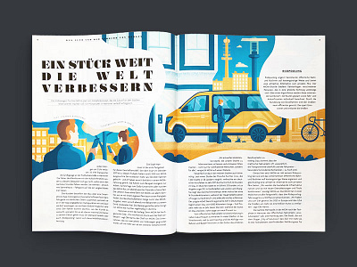 Autostadt Journal car city editorial illustration magazin people