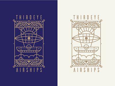 Thirdeye Airships Badge airship art deco badge icon iconography icons illustration logo mark ship