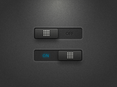 ON? OFF?! black blue button dark grey matte off on slider switch ui