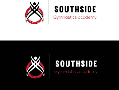 Gymnastic academy logo black and red flat minimalist modern logo