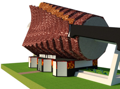 Doner and Kebab Saloon building design isometric simple sketch