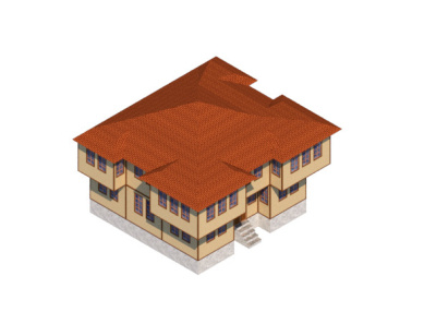 Historical Turkish House 3 building design isometric simple sketch