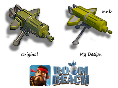 Machine Gun in Boom Beach design isometric simple sketch