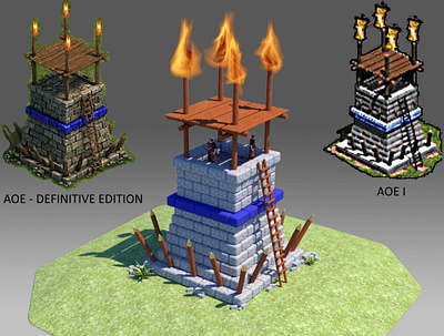 Sentry Tower in Age of Empires building design isometric simple sketch