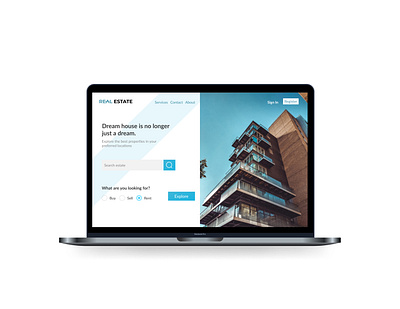 Real Estate Website landing Page app design dribbbleshot minimal realestate typography ui uidesign ux uxdesign web