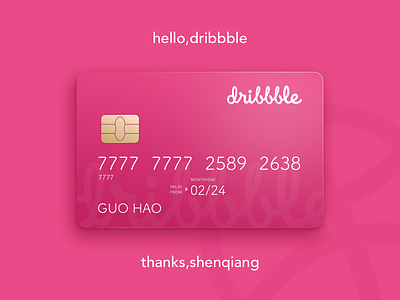 Hello Dribbble 👋👋👋 creditcard debut dribbbers dribbble hello invite pink ui