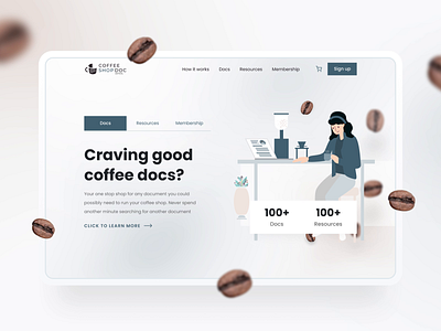 CoffeeShopDoc Website animation coffee coffeeshop desktop documentation illustration mobile motion graphics responsive design tablet ui ux web website